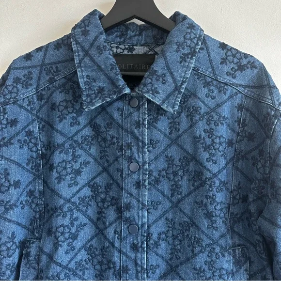 SOLITAIRE Flower Embroidered Denim Jacket - Picture 2 of 9